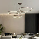 Axyaa Modern Gold Brushed Round Rings LED Ceiling Chandelier for Living Room