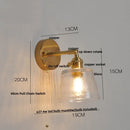 Axyaa Brass Finish Glass Wall Sconce Light with Pull Chain Switch