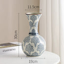 Axyaa Blue and White Porcelain Retro Vase - Chinese Ceramic Home Décor