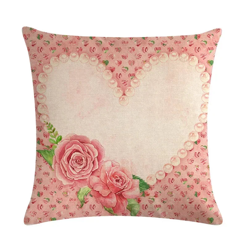 Axyaa Vintage Plant-flower Linen Cushion Cover 45*45cm