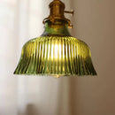 Axyaa Ribbed Glass Pendant & Wall Sconce Set: Clear/Green Classic Lighting Fixture