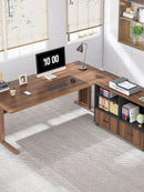 Axyaa 63" L-Shaped Executive Desk with File Storage Cabinet for Home Office