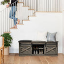 Modern White Shoe Bench with Sliding Barn Door by Axyaa - Entryway Storage with Adjustable Shelves