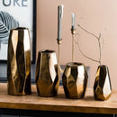 Axyaa Gold Geometric Ceramic Vase - Nordic Light Luxury Dry Flower Ornament