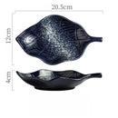 Axyaa Leaf Shaped Sushi Plate: Japanese Style Ceramic Specialty Dish