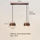 Natural Stone Pendant Light Wabi-sabi Walnut Wood Hanging Lamp by Axyaa