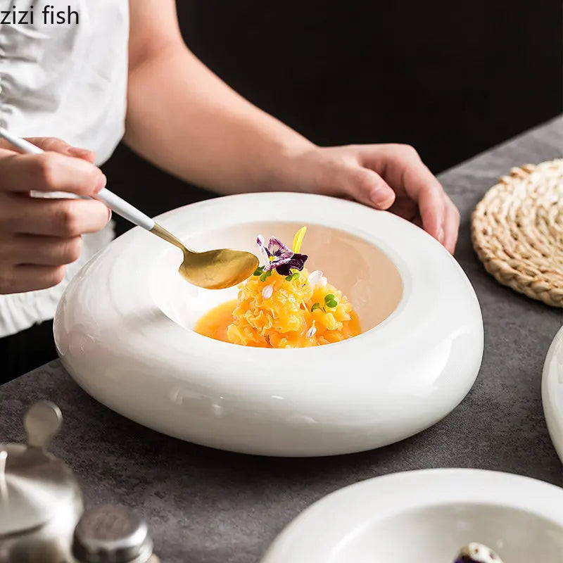 Axya Ceramic Dinner Plate Set - Solid Color Tableware for Restaurant and Home