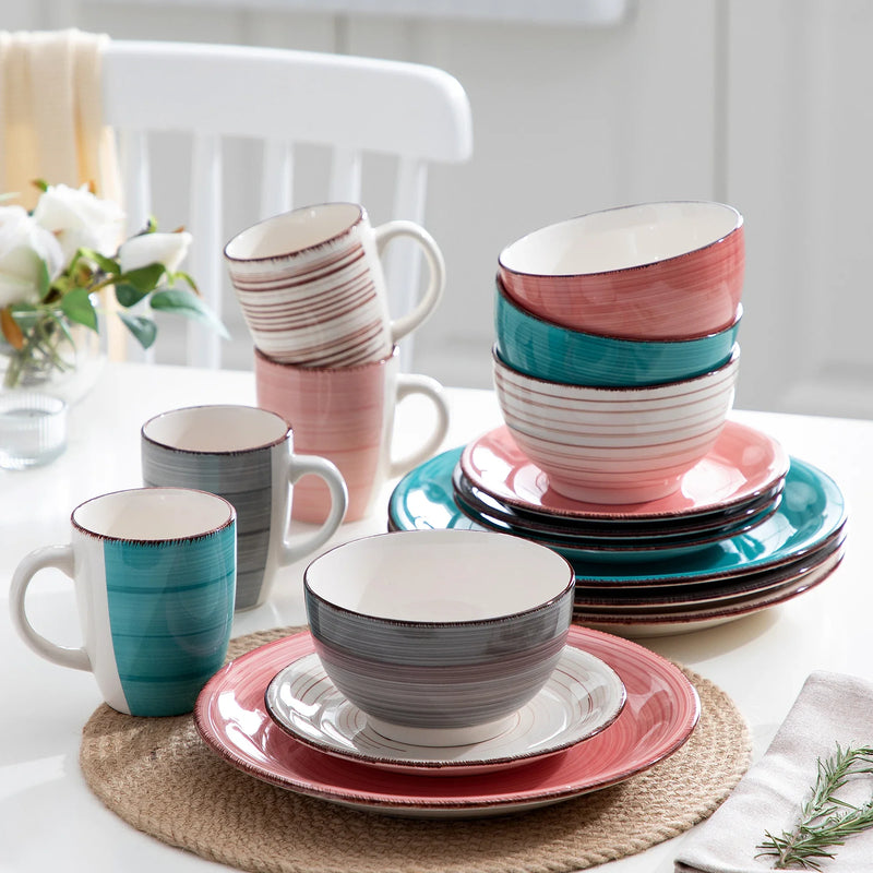 Axya™ Bella-H Porcelain Dinner Set - 4 Colors, 16/32/48-Piece Ceramic Tableware Set