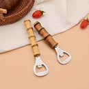 Axyaa Stainless Steel Bamboo Handled Beer Opener Bartender Tool for Bar & Kitchen