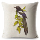 Axyaa Vintage Floral Bird Linen Cushion Cover - 45*45cm