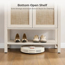 Axyaa 5 Tier Rattan Entry Shoe Organizer Cabinet with Shelves & Doors