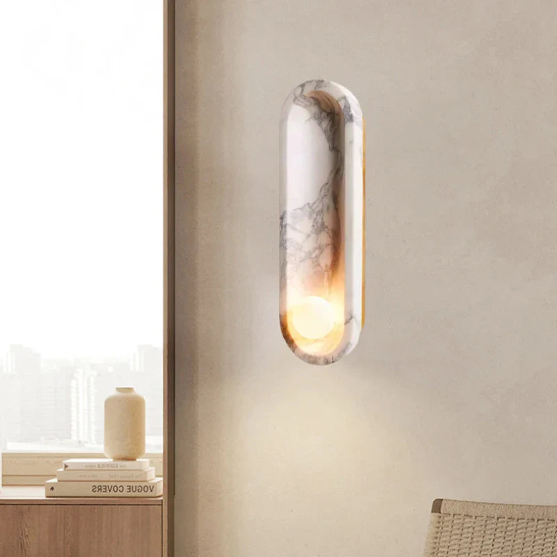 Axyaa 3D Marble Wall Light 42cm White Glass Ball for Indoor Decor