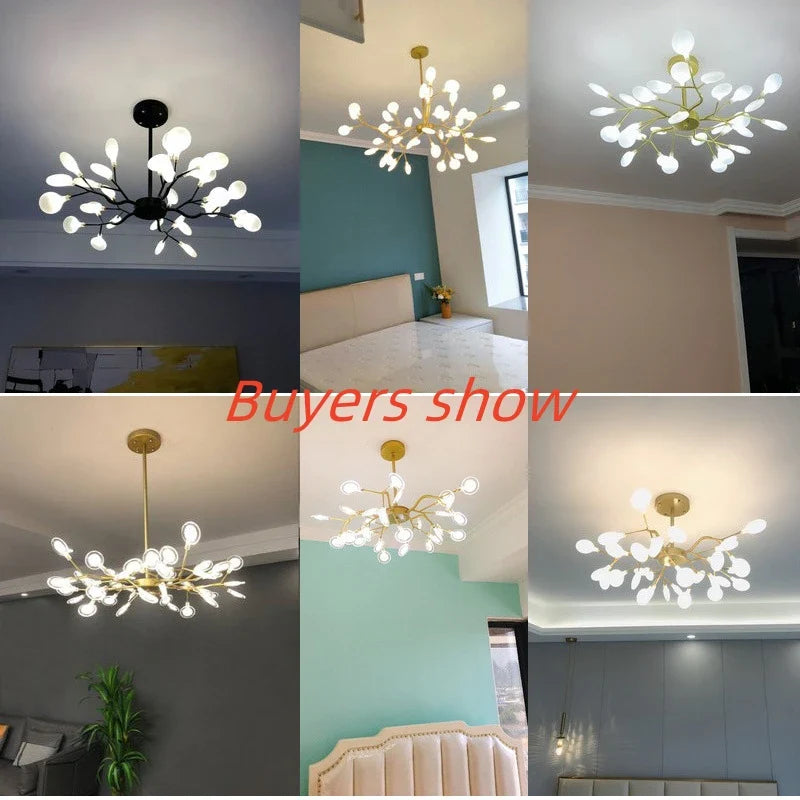 Axyaa Firefly Ceiling Chandelier: Branch Shape LED Lighting for Home Decor