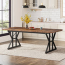 Axyaa Rustic Wood Dining Table, 70.8-Inch Rectangular Kitchen Table for 6, Metal Legs