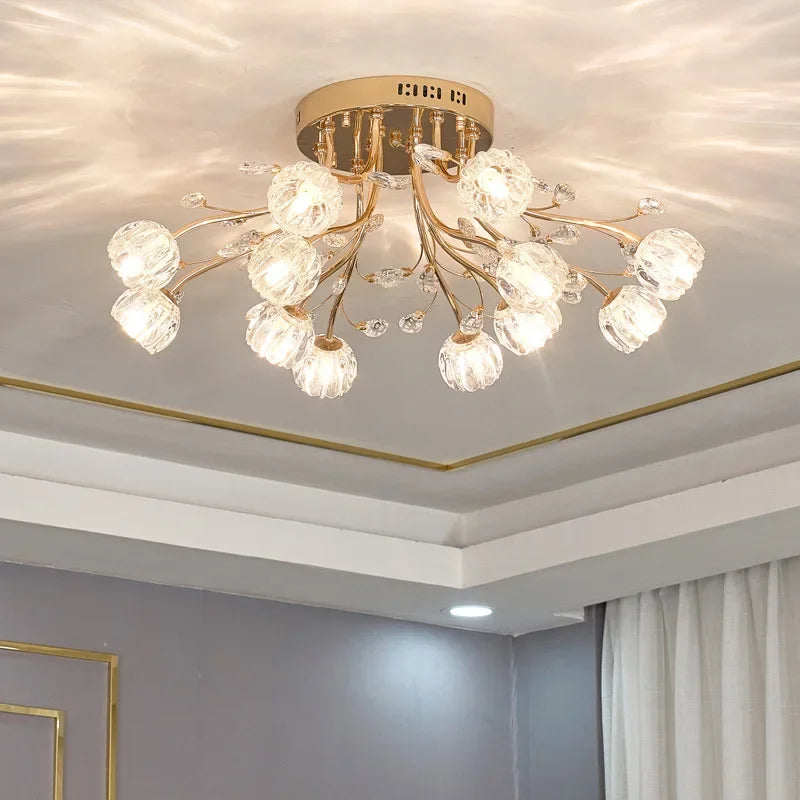 Axyaa Crystal Ceiling Light for Modern Light Luxury Dining Room, Living Room, and Exhibition Hall