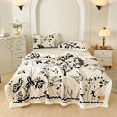 Axyaa Nordic Floral Jacquard Fleece Throw Blanket: Soft & Warm Plush Sofa Bed Cover
