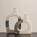 Axyaa Geometric Stripes Ceramic Flower Vase for Stylish Home Decor