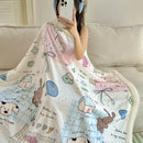 Axyaa Cartoon Print Lambs Wool Blanket: Soft and Cozy Throws for Sofa, Office, and Naps
