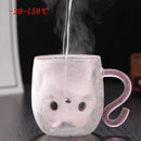 Axya 250ml Cartoon Cat Double Wall Glass Coffee Tea Cup Heat-resistant Mug