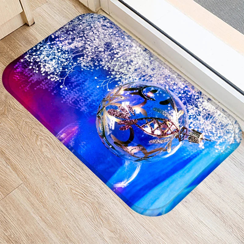Axyaa Christmas Balls Tree Printed Door Mat Non-Slip Floor Carpet)((((