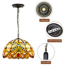Axyaa Stained Glass Pendant Lights in Baroque Style for Kitchen and Home Decor
