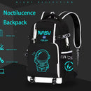 Axyaa Spaceman Print USB Charging Kids Backpack, Large Capacity, Waterproof, Multifunction