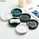 Axya Marbled Ceramic Soap Dish with Drain Holes for Bathroom Storage