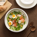 Axyaa White Ceramic Deep Salad Dessert Plate Set