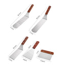 Axyaa BBQ Tool Set with Wooden Handle and Iron Plate - Stainless Steel Shovel