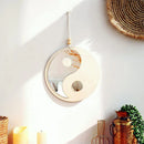 Axyaa Boho Yin Yang Wood Mirror for Home Decor Feng Shui Aesthetic