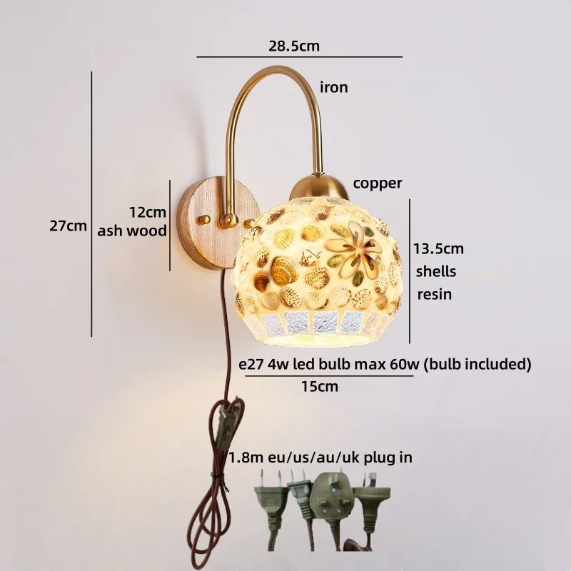 Axyaa Shells Resin LED Wall Lamp for Home Decor and Interior Design