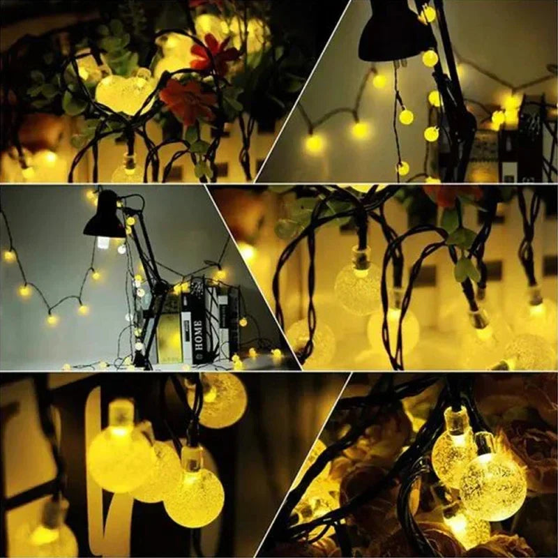 Axyaa Crystal Fairy Light Solar String Lights - 8 Modes Outdoor Patio Decor