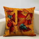 Axyaa African National Style Oil Painting Cushion Cover for Living Room Sofa Art