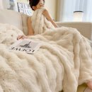 Axyaa Faux Rabbit Fur Blanket: Luxury Double Layer Plush Throw for Sofa Bed