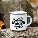 Axyaa Campfire Enamel Mug | Happy Camping Adventure Cups | Camper Van Gift