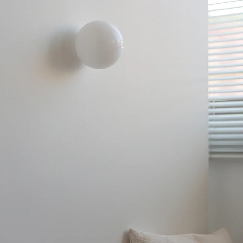 Axyaa White Glass Ball LED Wall Sconce - Modern Bedroom Bar Decor Light