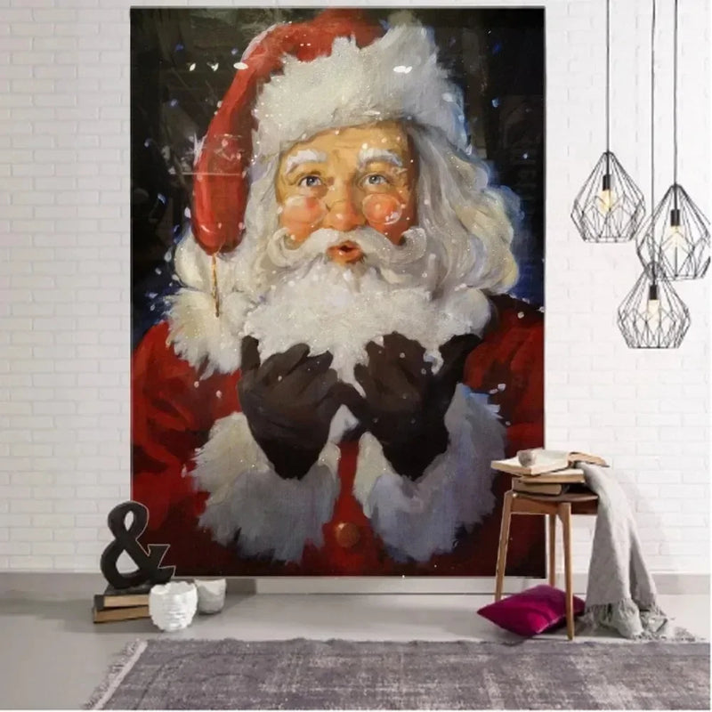 Axyaa Santa Claus Print Tapestry for Christmas Decor