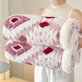 Axyaa Double Layer Geometric Jacquard Fleece Blanket: Thick & Warm Sofa Throw for Autumn/Winter