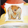 Axyaa Cartoon Bear Alphabet Print Cushion Cover - Children's Room Decor