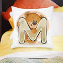 Axyaa Cartoon Bear Alphabet Print Cushion Cover - Children's Room Decor