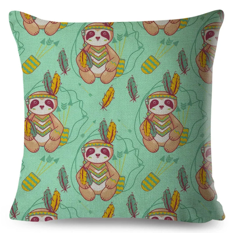 Axyaa Cat Cushion Cover: Decorative Linen Pillow for Home, Sofa, Children's Room