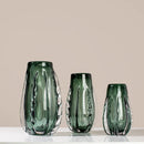 Axyaa Thick Crystal Vase Green Glass Flower Pot Home Décor Arrangement Accessories