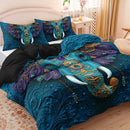 Axyaa Ethnic Tribal Elephant Print Quilt Cover Set for Home and Dorm All Seasons
