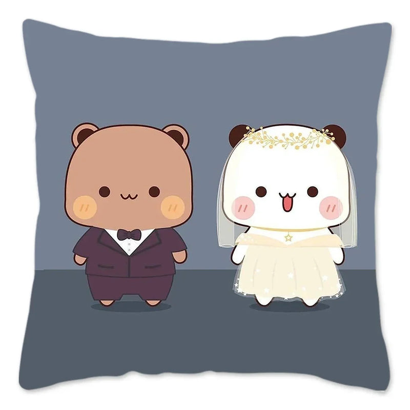 Cute Panda Bears Printed Pillow Case for Sofa Decoration by Axyaa