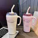 Axyaa 650ml Stainless Steel Thermal Cup with Handle and Straw