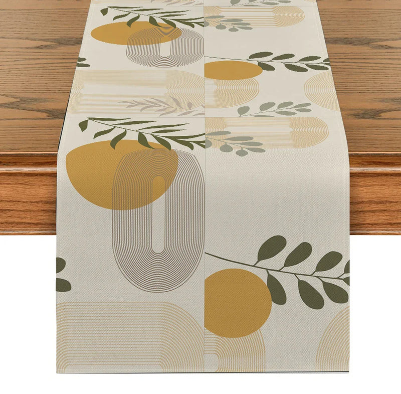 Axyaa Geometric Lines Plant Table Runner for Indoor Outdoor Home Kitchen Dining Decor