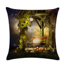 Axyaa Mushroom Fairy Tale Garden Linen Pillowcase for Sofa Seat Decor