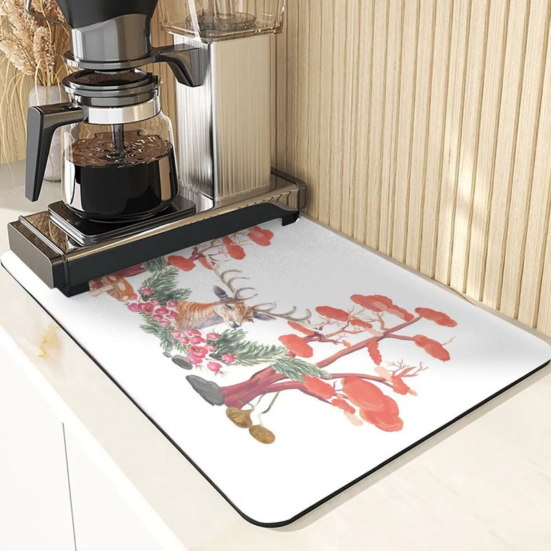 Axyaa Monkey Pattern Diatomaceous Earth Coasters: Stylish Cup Placemats & Coaster Set