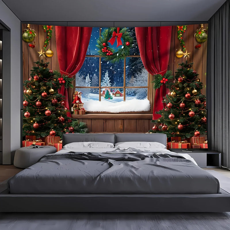 Axyaa Christmas Day Party & Night View Tapestry Background Cloth for Home Decoration