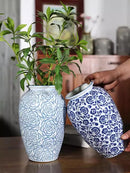 Axyaa Blue White Retro Vase: New Chinese Advanced Flower Feeling Device
